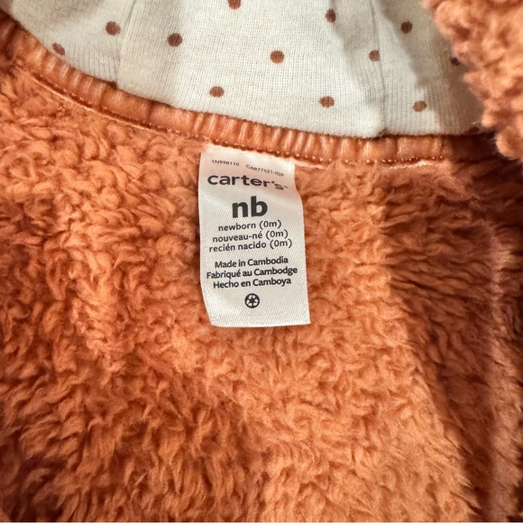 Carters infant baby girl pink fuzzy Sherpa pink bunting winter snow suit Sz NB - Picture 3 of 3
